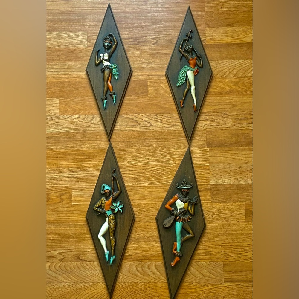 Turner MFG Co Harlequin Dancers/jesters/joker/ Mardi Gra Figures/ Mid Century